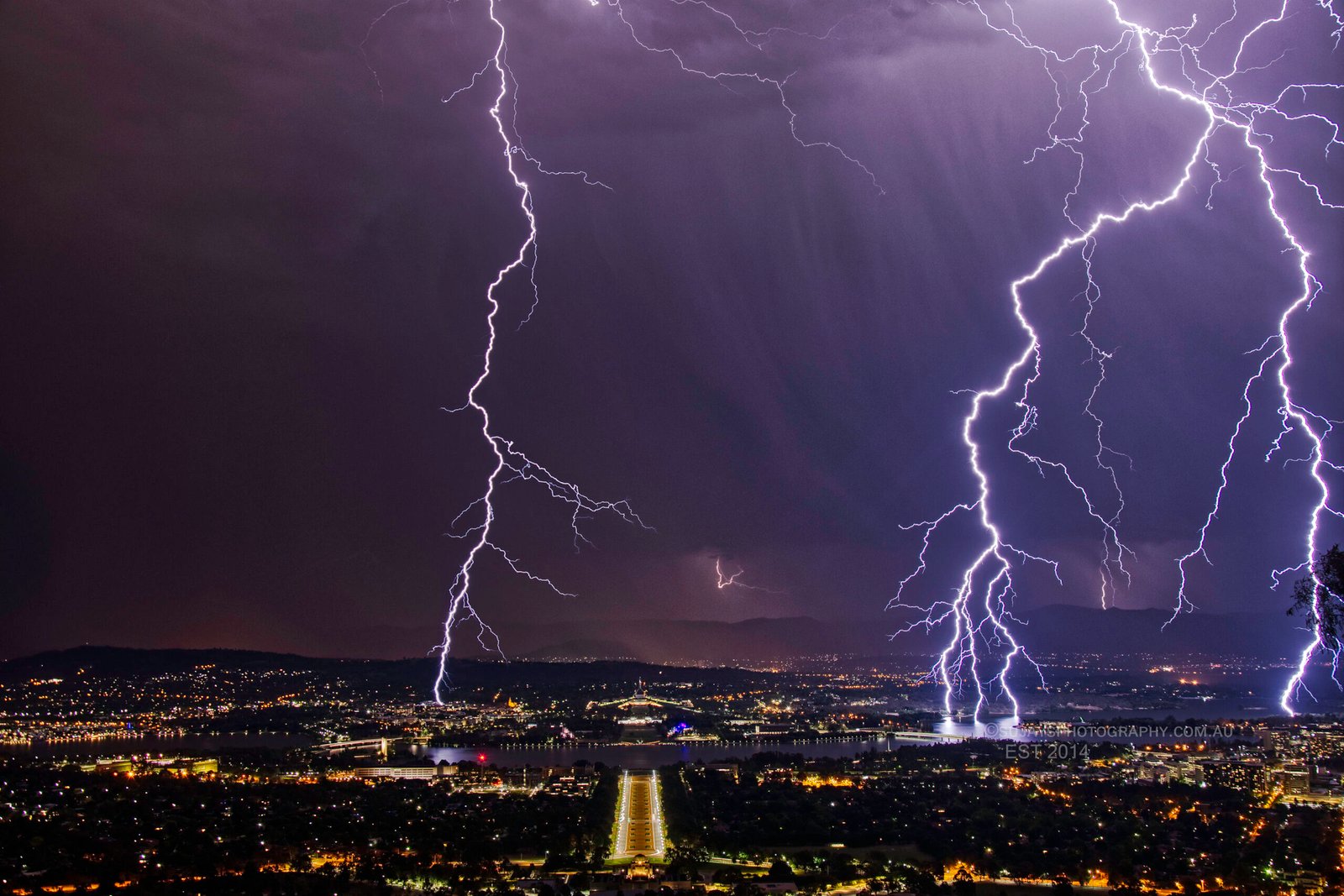 One of a kind lightning strike photo of canberra, captured from mount ainslie by sujaysphotography. Canberras top 5 photographer